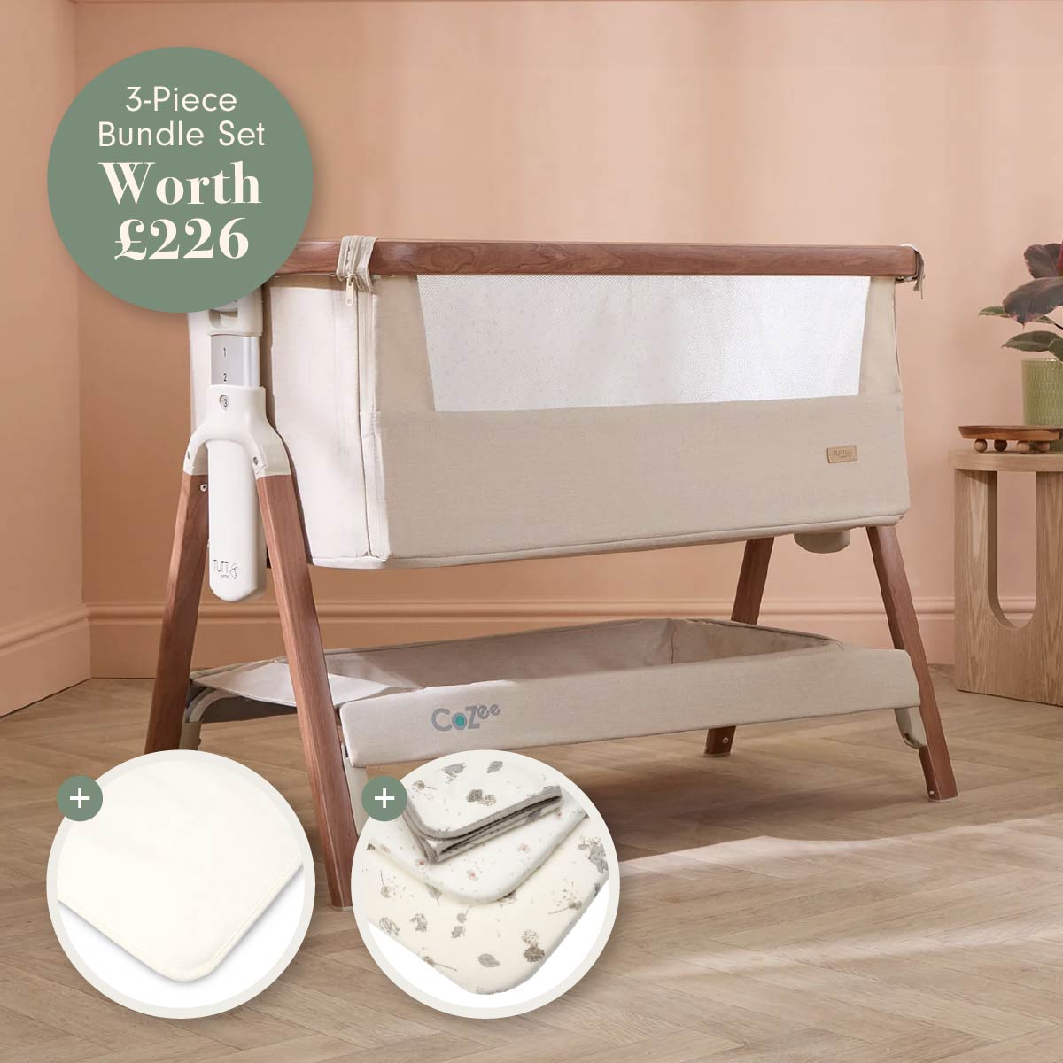 CoZee Bedside Crib Bundle - Cocoon | Tutti Bambini
