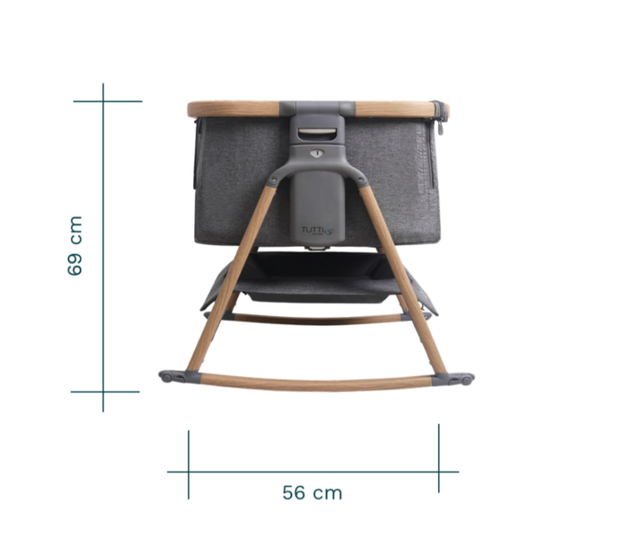 CoZee Air in Oak and Charcoal Dimensions Side View