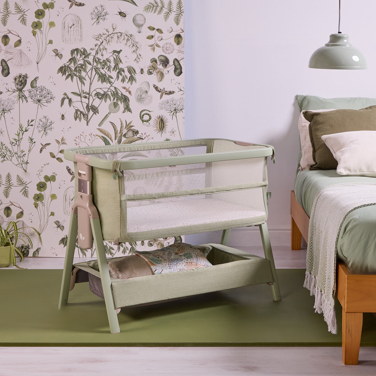 CoZee Zen Bedside Crib - Eucalyptus | Tutti Bambini