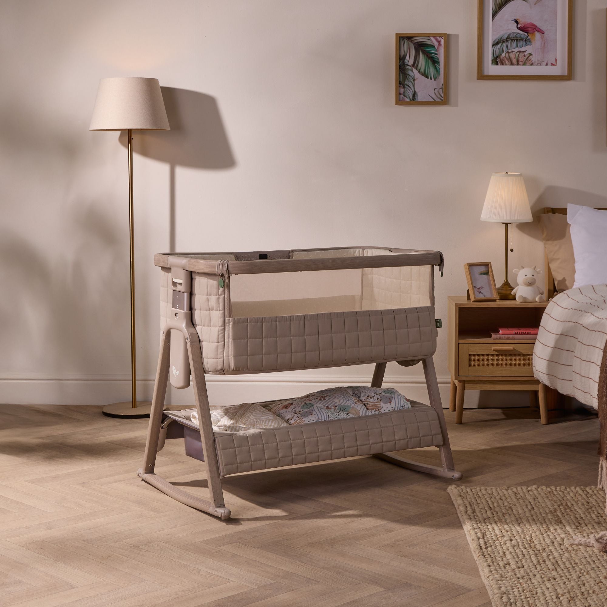 CoZee Sense Bedside Crib - Soft Walnut / Cocoa | Tutti Bambini