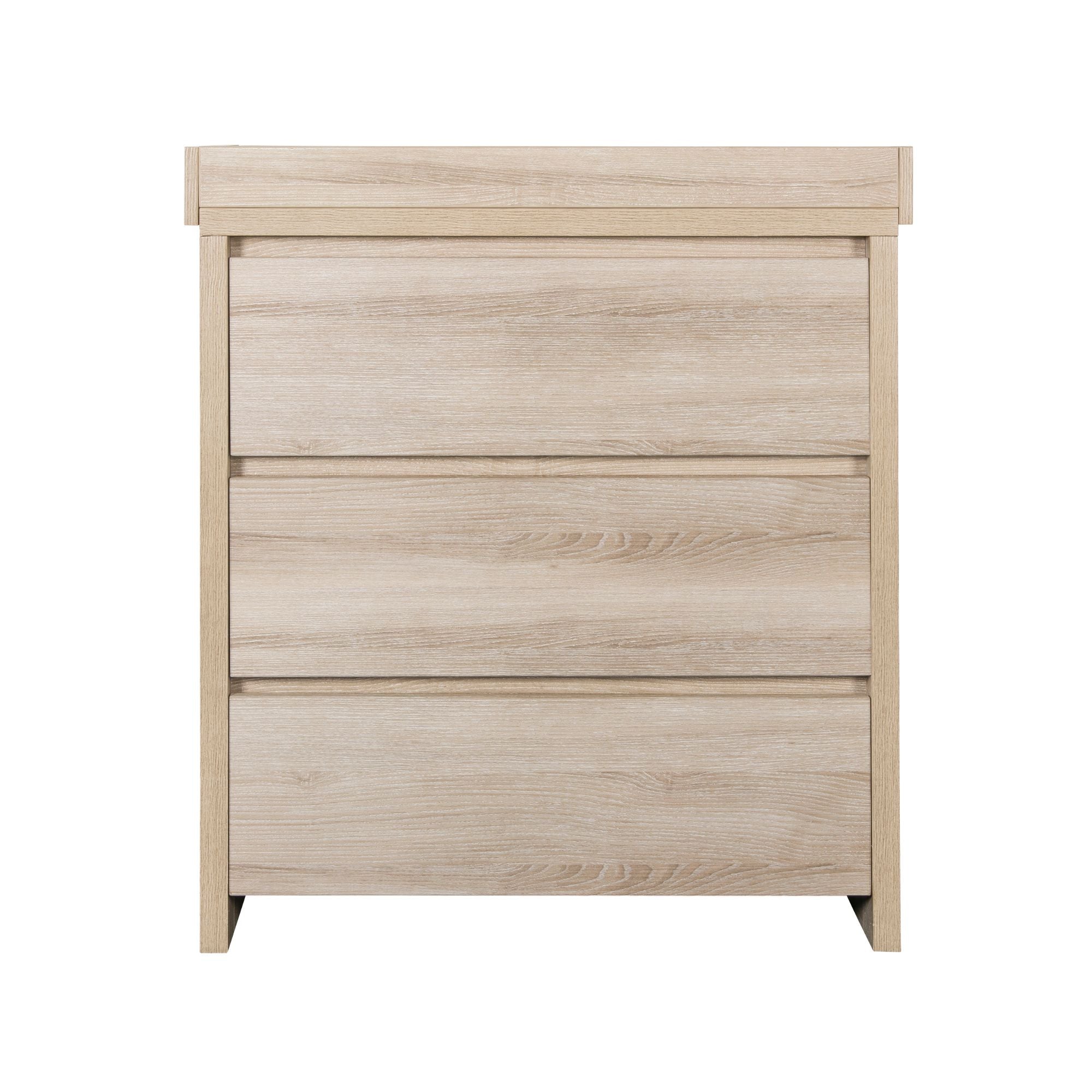 The Modena Changing Unit in Oak offers a modern look with three drawers and a removable changer.