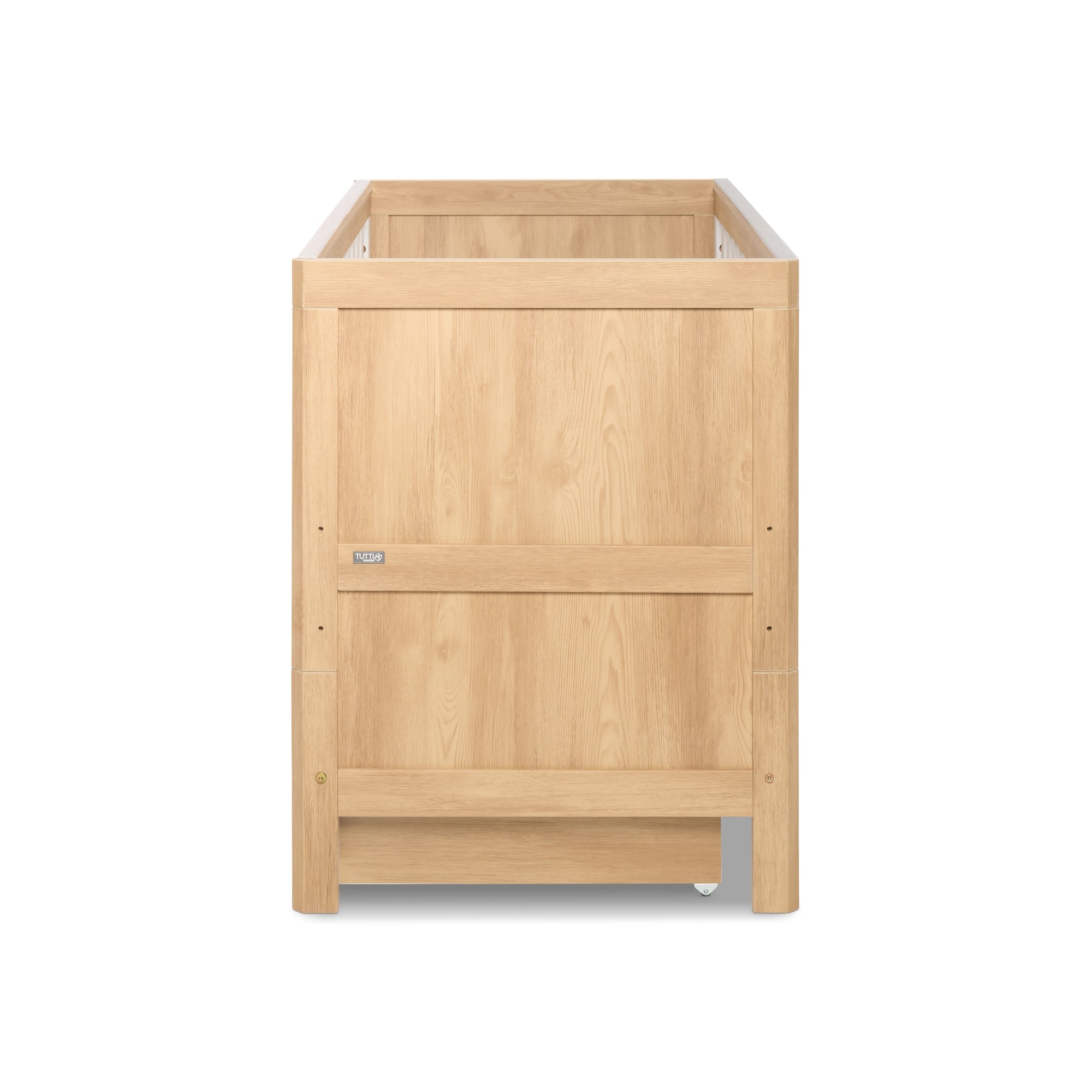 Riley Mini Cot Bed with Drawer - Maple Oak & White