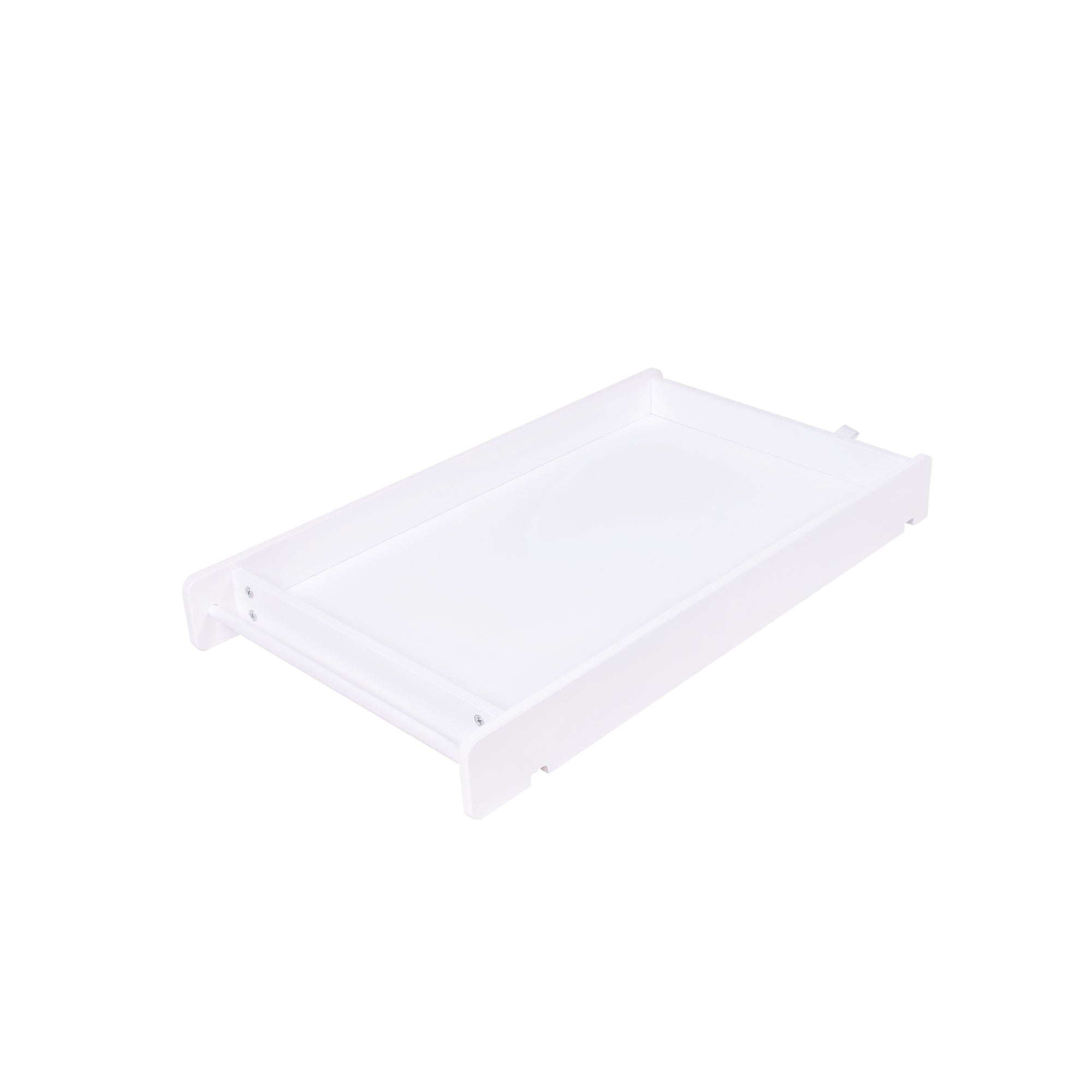 Rio Cot Bed in white featuring a detachable top changer for convenient nappy changes.