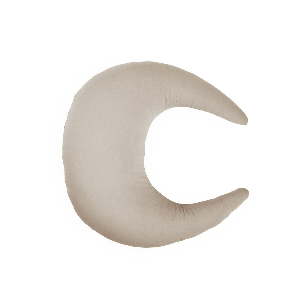 Cutout of SMO nursing pillow in birch, crescent-shaped for versatile support during feeding and bonding time