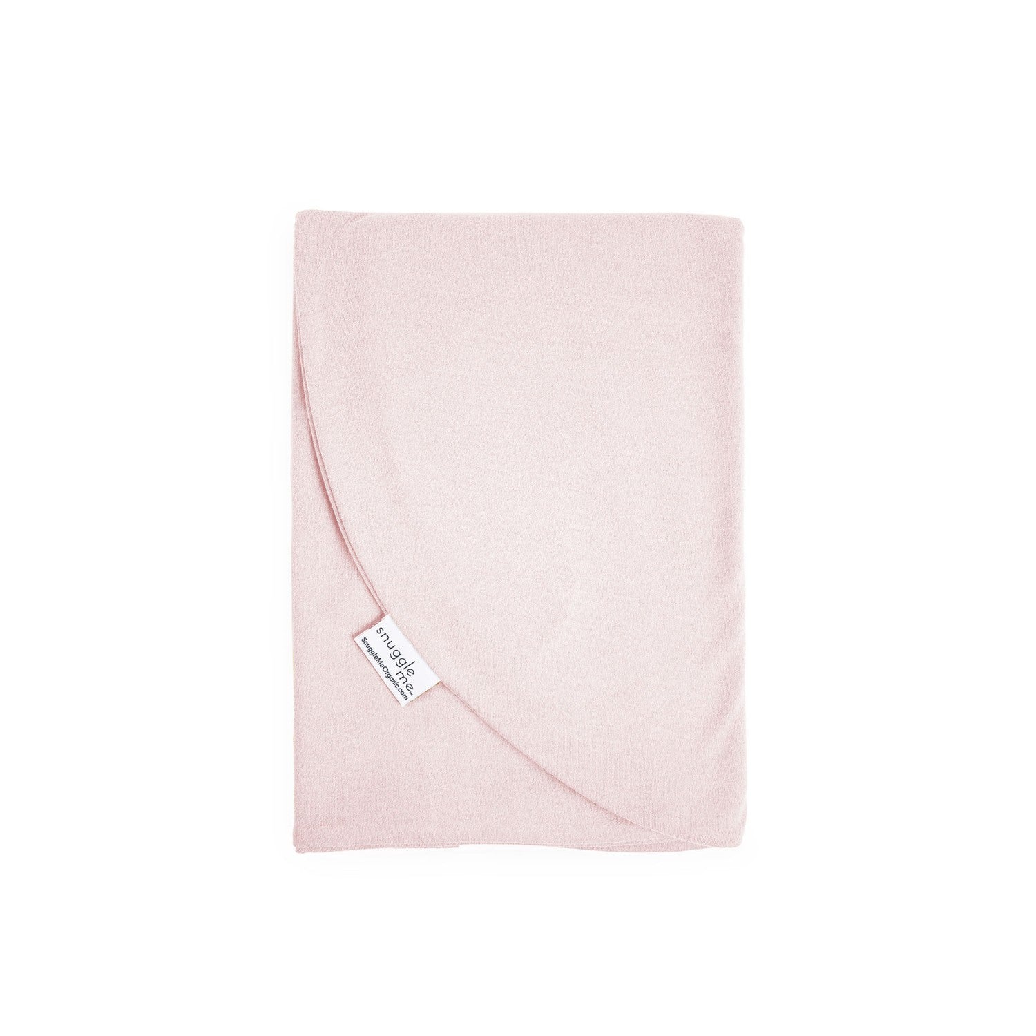 The snuggle me newborn baby lounger cover in petal neatly folded to show its soft texture and pastel tone