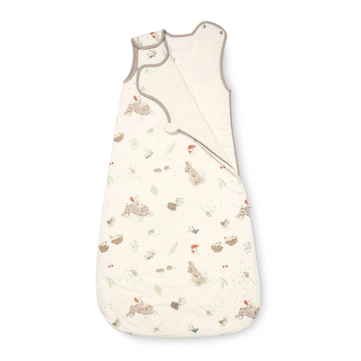 Front cutout of baby sleep bag 6–18 months in Cocoon, styled in breathable bamboo cotton with charming woodland animal illustrations