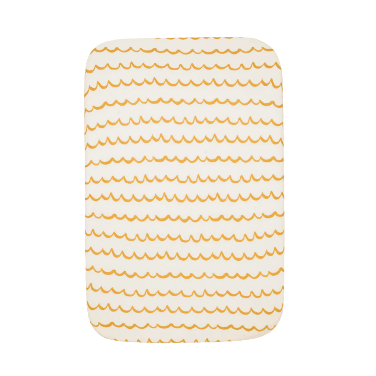 Full view of Our Planet bedside crib fitted sheet in soft cotton with calming horizontal stripe design, tailored fit for snug sleep