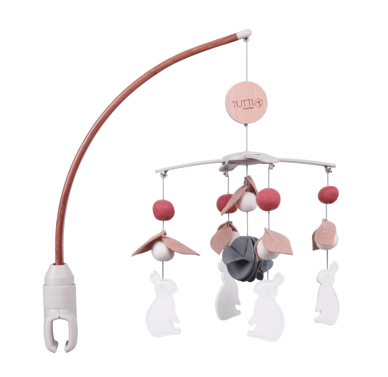 CoZee 2 in 1 Crib & Cot Mobile in Scandinavian Walnut and Cocoon - cutout image