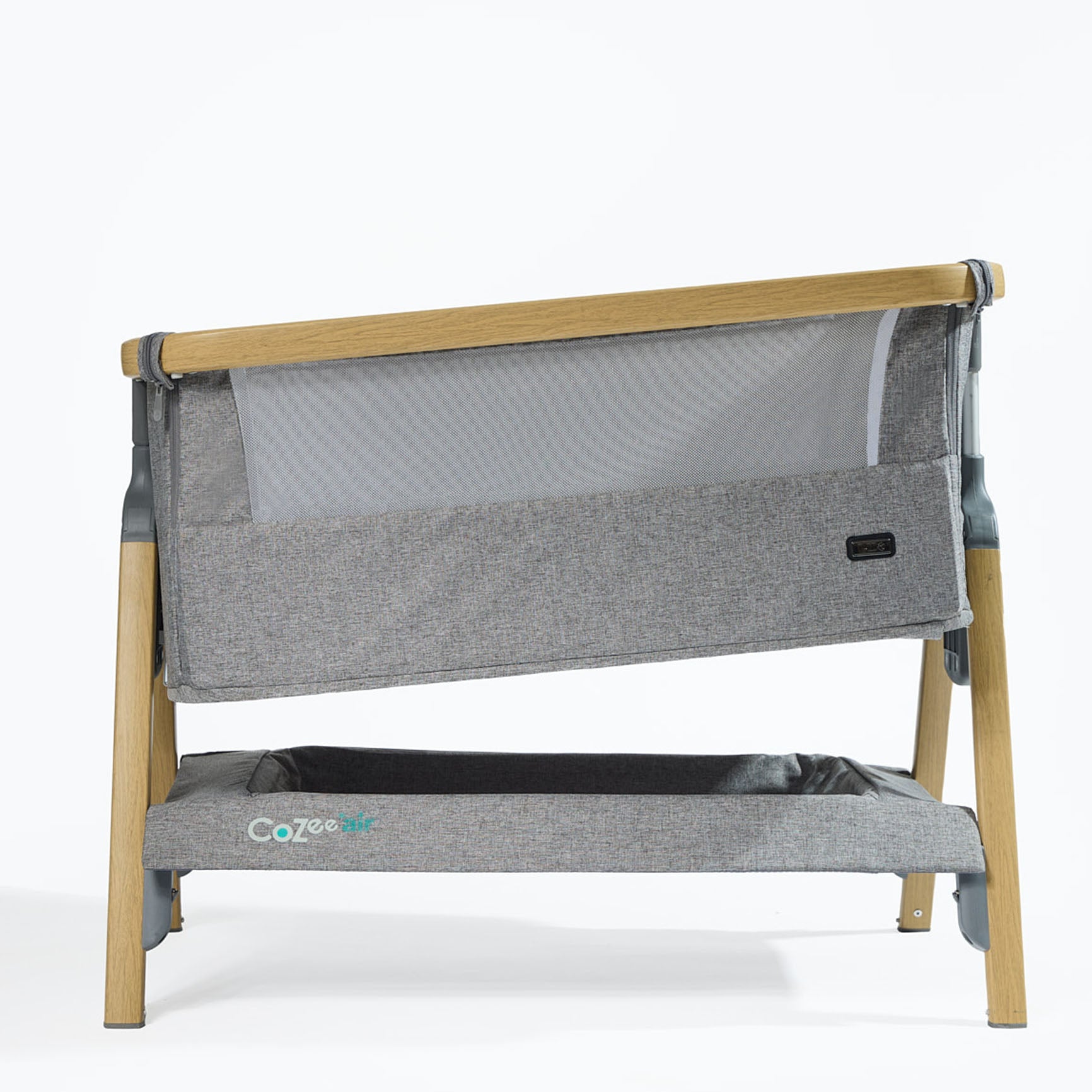 Tutti Bambini CoZee Air in Oak and Charcoal – Incline adjustment for reflux or congestion relief