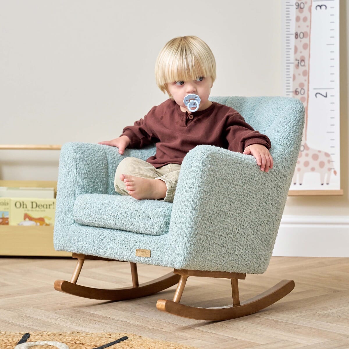 Jonah Luxe Rocking Chair Footstool Boucle Mushroom Tutti Bambini