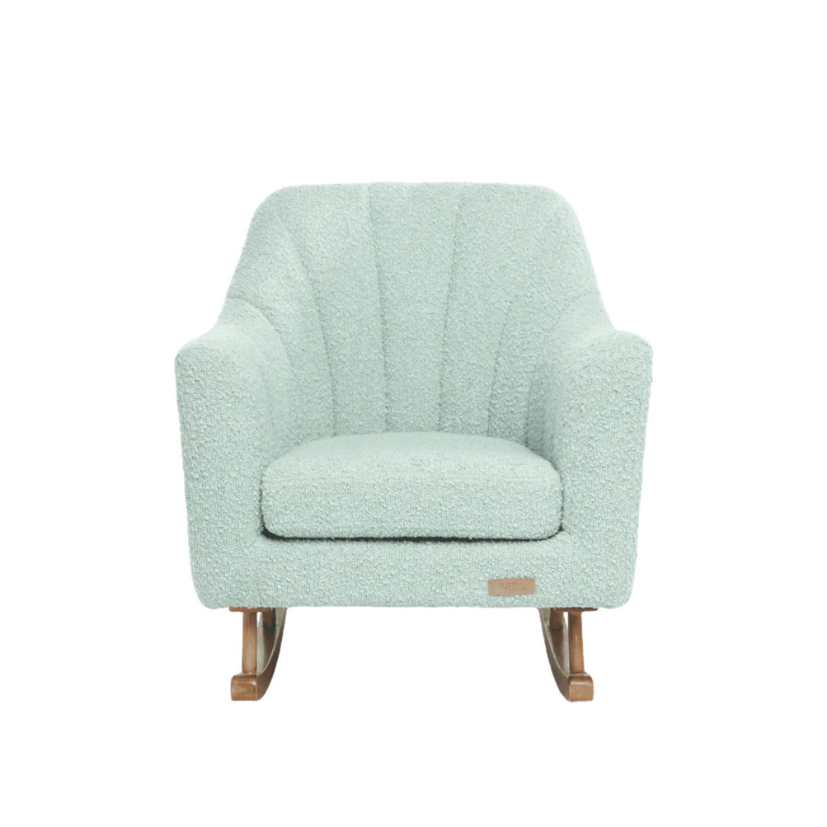 Front cutout view of the Jonah Mini Me rocking chair for children in Ocean Stone, with channel-stitched back and cushioned seat