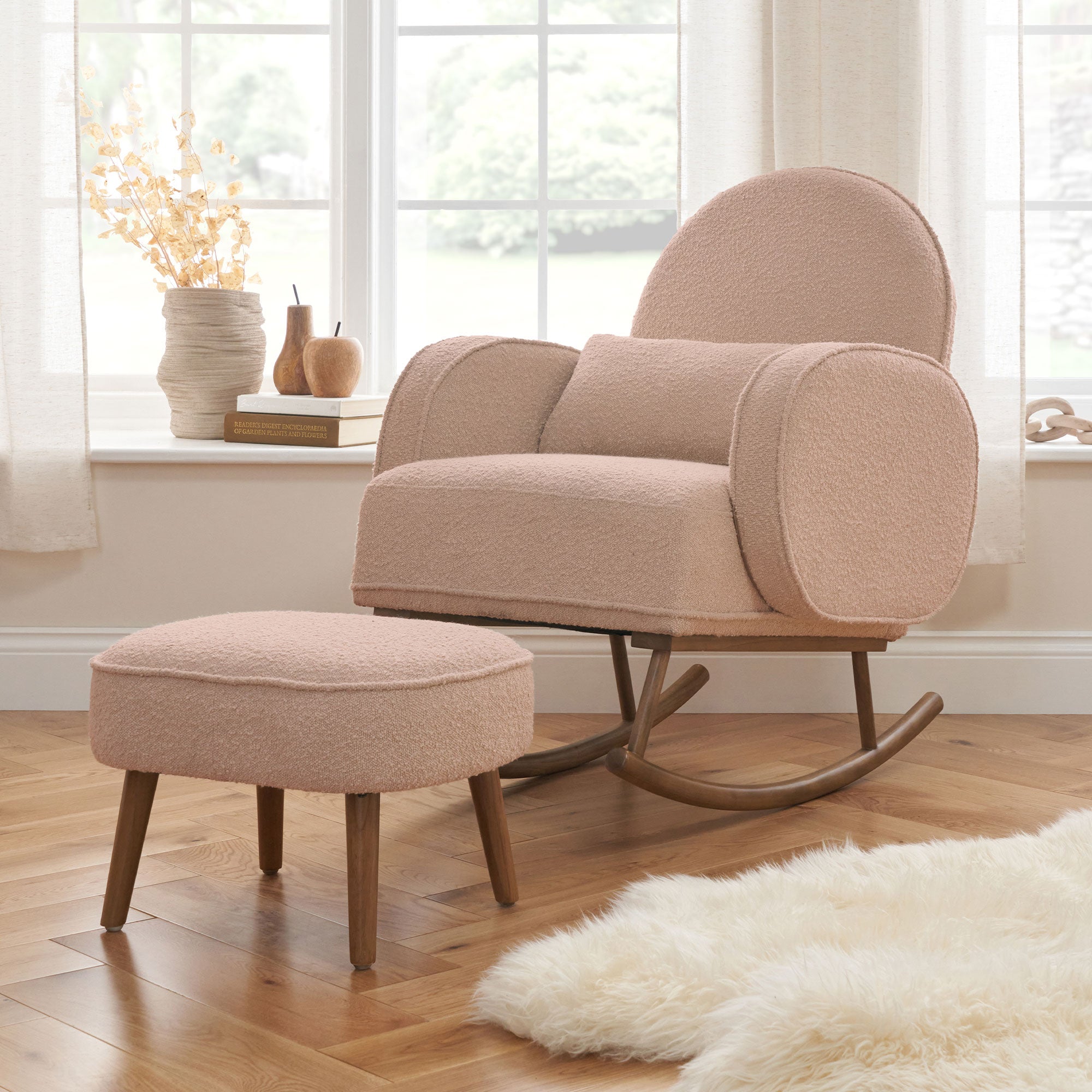 Micah Rocking Chair Footstool in Boucle Blush Tutti Bambini