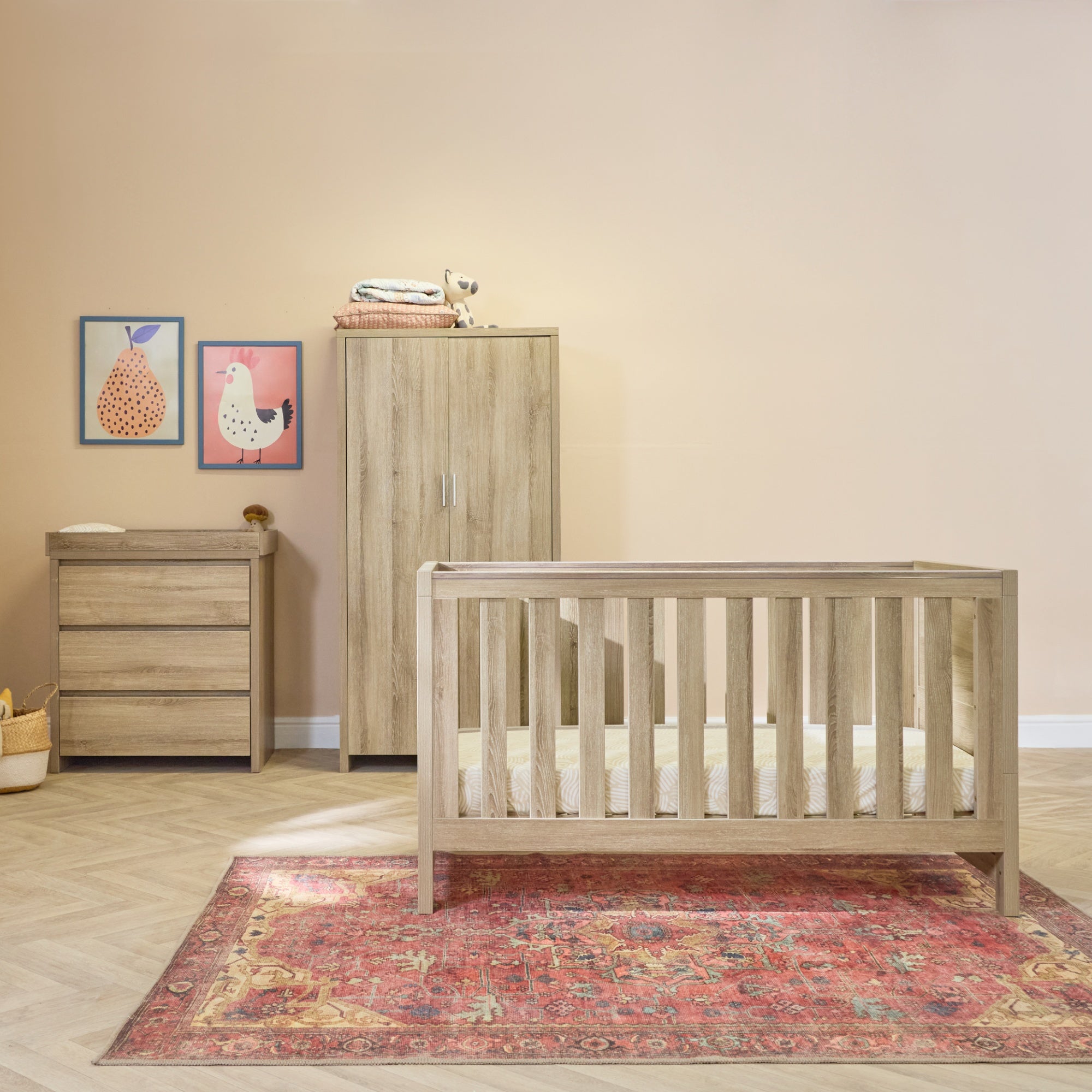 Modena 3 Piece Nursery Furniture Set Oak | Tutti Bambini