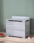 Modena Toy Box Grey Ash styled in a modern children's room, blending sleek design with practical, high-capacity storage