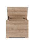 Modena Toy Box Oak with spacious interior and soft-close safety hinge for secure and silent opening and closing, preventing lid slamming