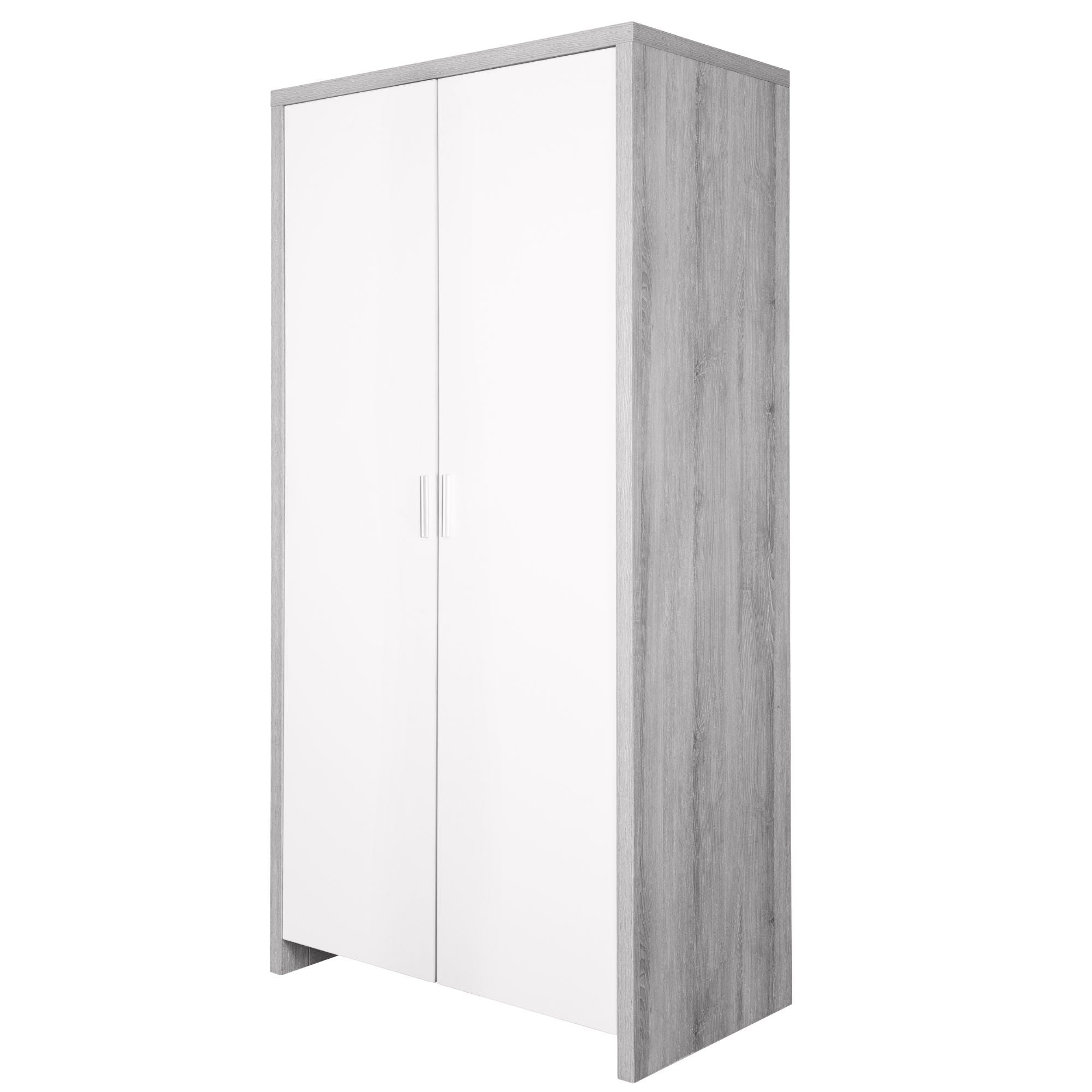 Modena Wardrobe in Grey Ash and White finish with closed doors, offering a sleek and contemporary storage unit perfect for modern nursery interiors.