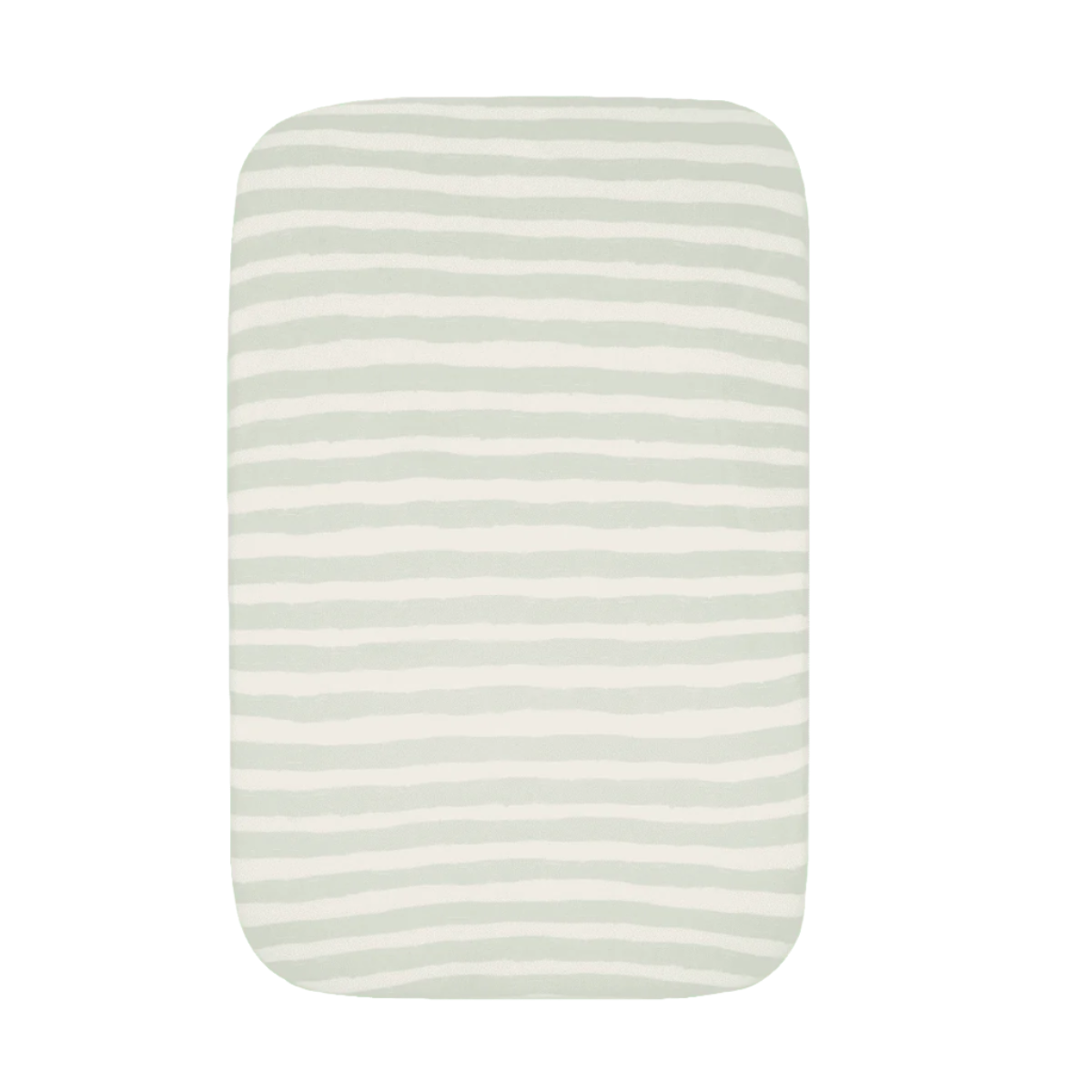 Bedside crib fitted sheet in the Run Wild collection with soft grey stripes, made from breathable cotton for snug sleep.