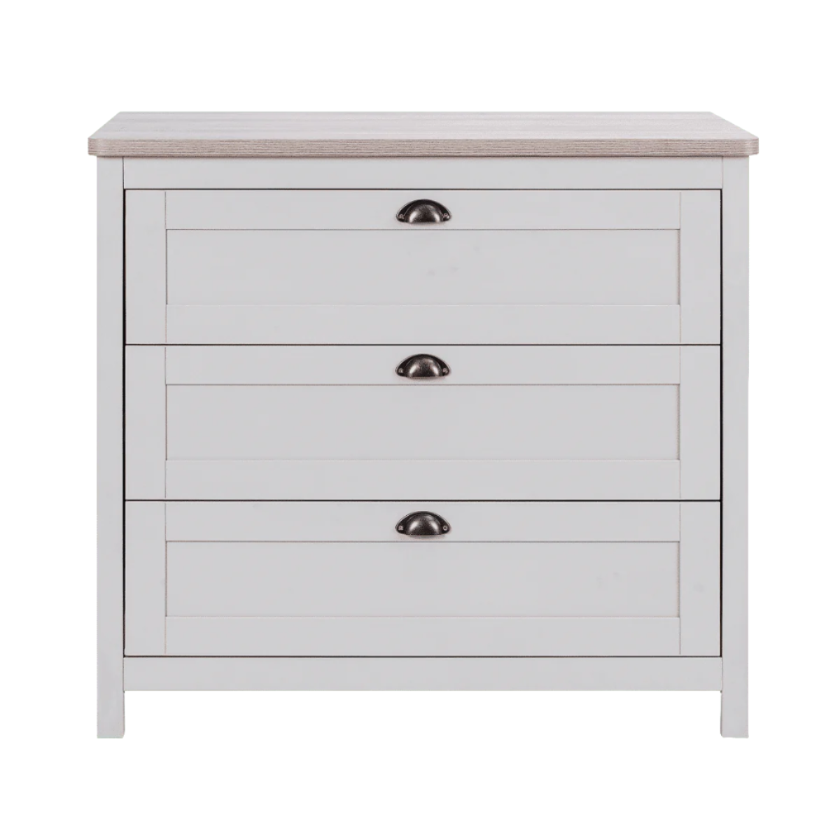 verona chest changer in dove grey and oak – features three spacious soft-close drawers for organised nursery storage