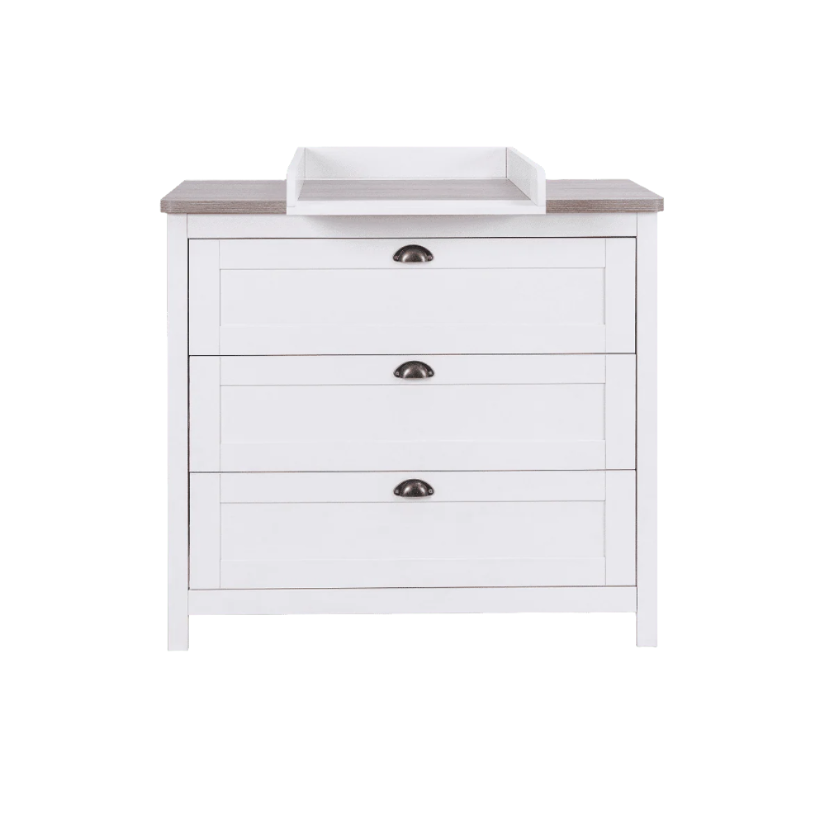 Verona chest changer with changing top in white and oak – Three-drawer dresser with detachable changing top