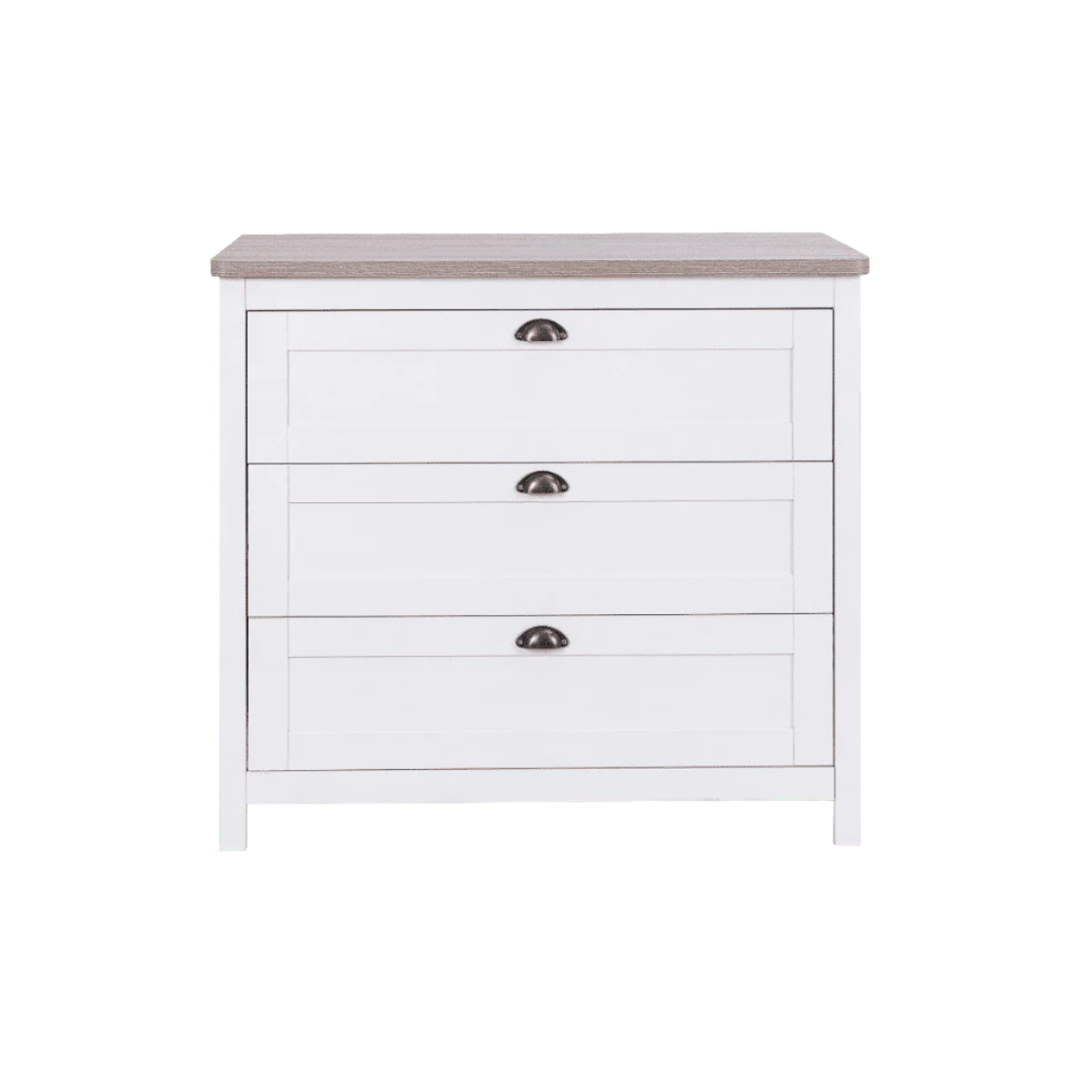 Verona chest changer without changing top in white and oak – Three spacious drawers for clothing and essentials, offering a clean, versatile design perfect for long-term nursery and bedroom storage.