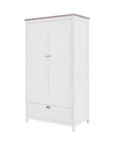 Verona wardrobe in white and oak – includes a spacious interior with full-width hanging rail and deep base drawer, providing ample storage for clothing, accessories, and nursery essentials