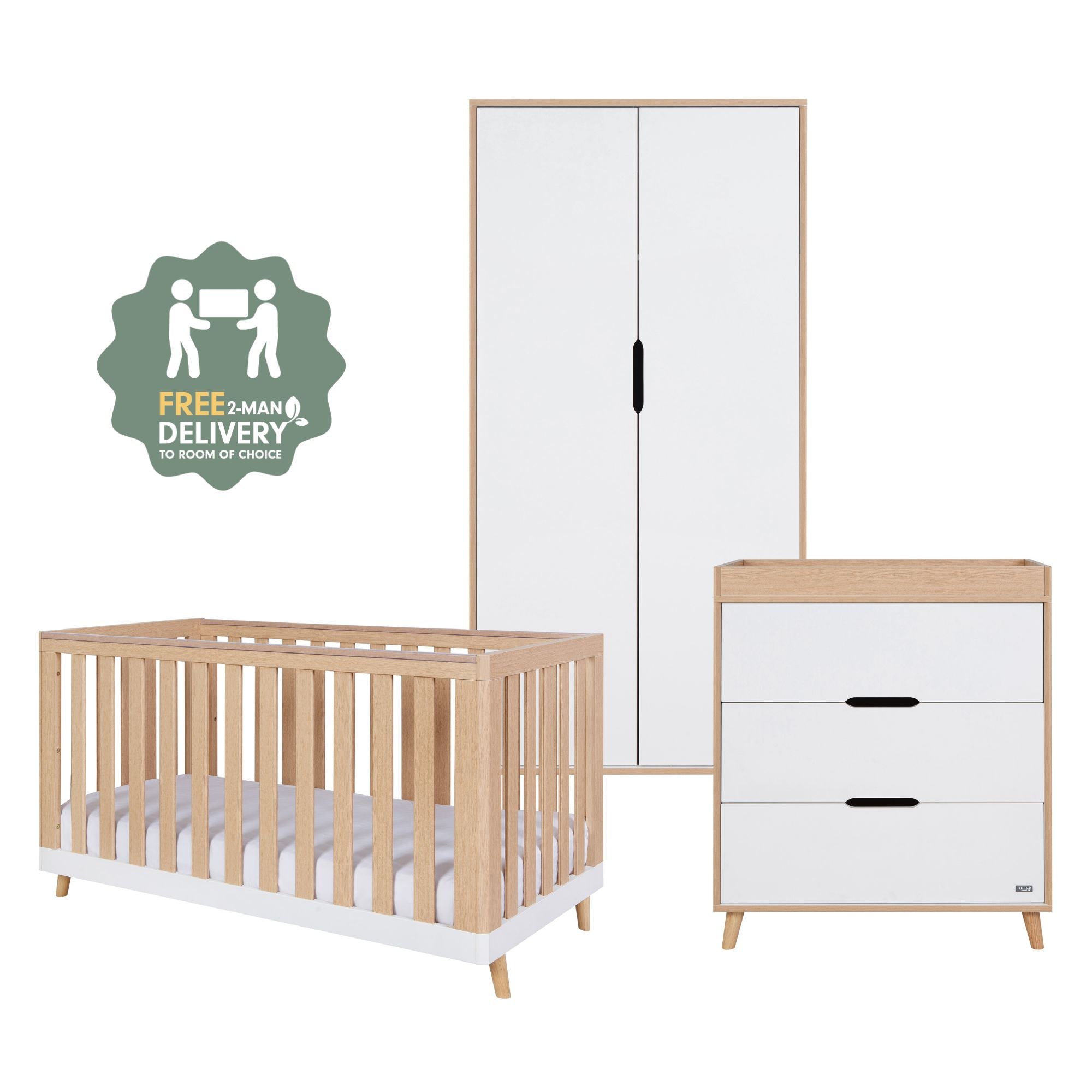 Hygge 3 Piece Room Set - White/Light Oak