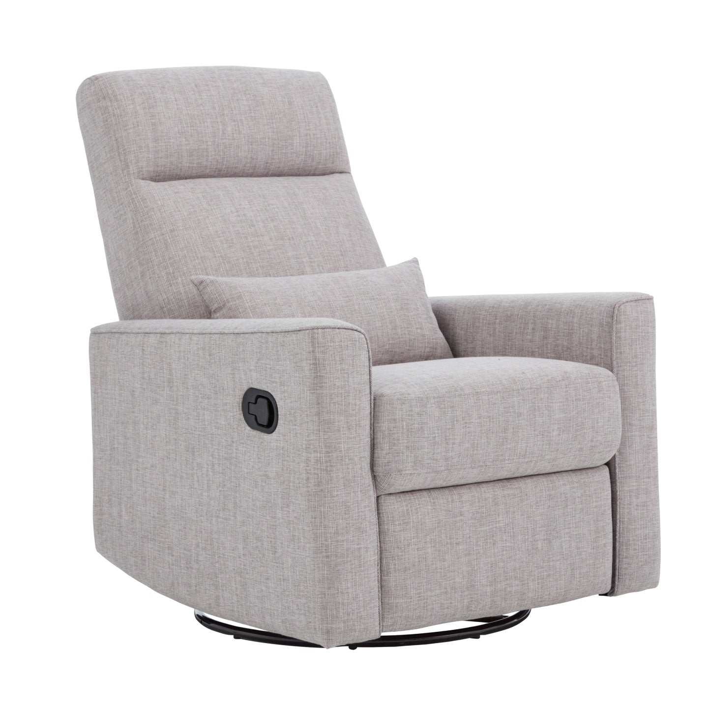 Paige recliner glider nursery chair in grey in a white background.