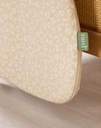 Close-up of Love Cats baby sleep bag zip detail, showing the neat side opening and smooth cotton fabric with subtle illustrated pattern