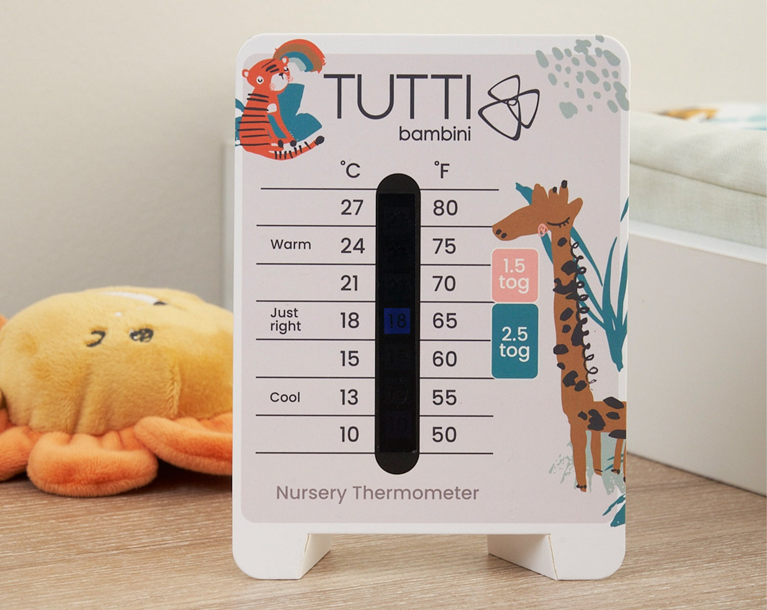 Nursery thermometer with safari motifs