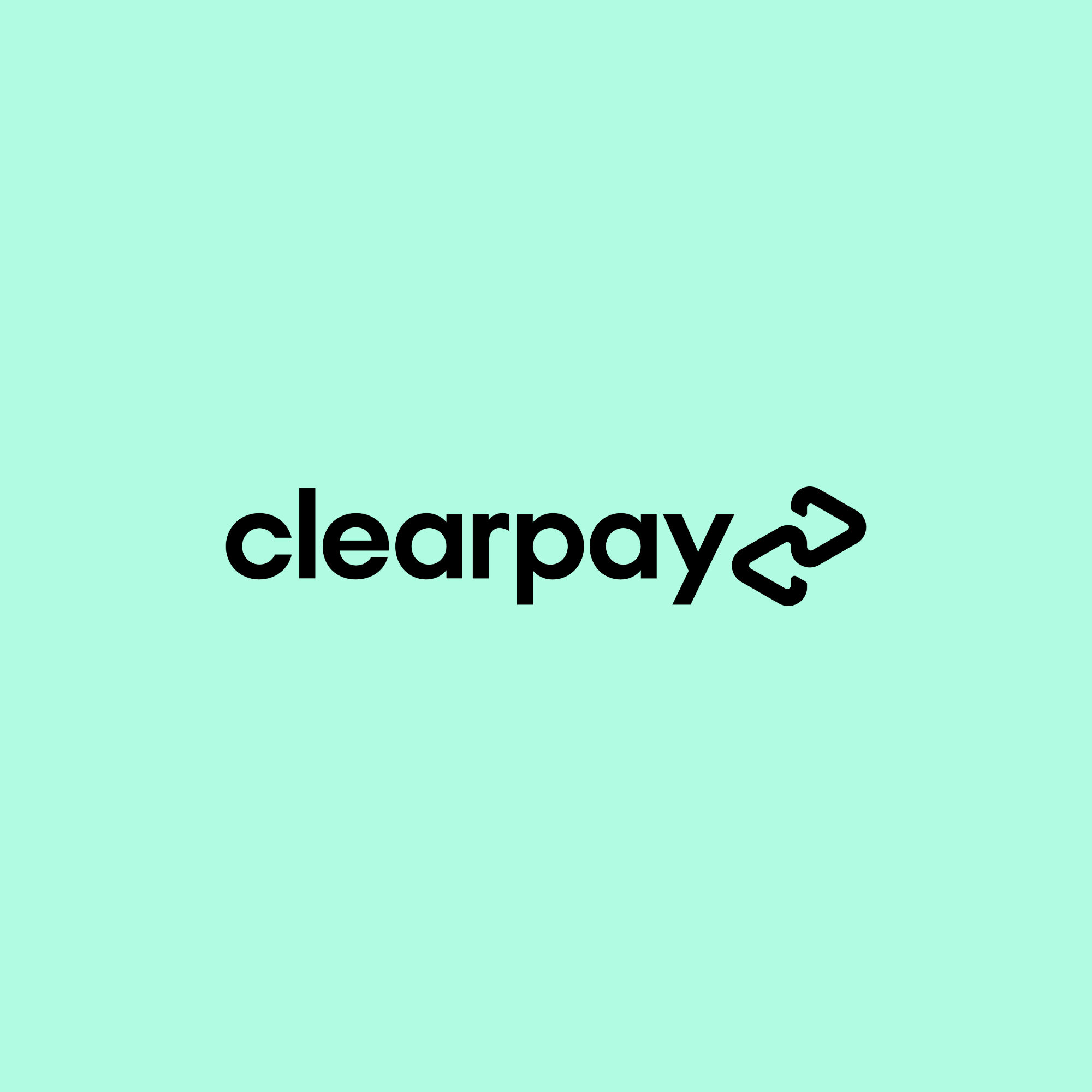 black clearpay logo on a emerald green background