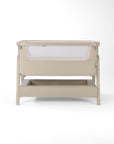 CoZee Air 2 bedside crib in cocoa with mesh sides, storage, 6 height positions, in a white background