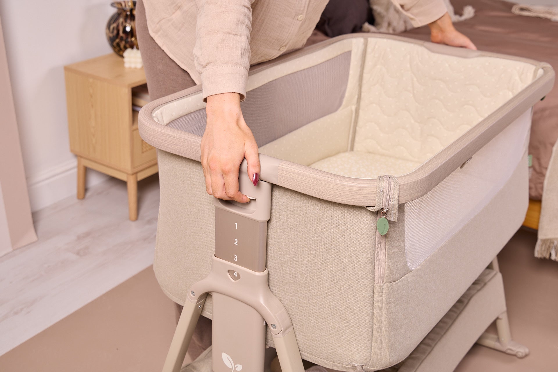 lifestyle view of cozee air 2 showing height adjustability to ease congestion and reflux.