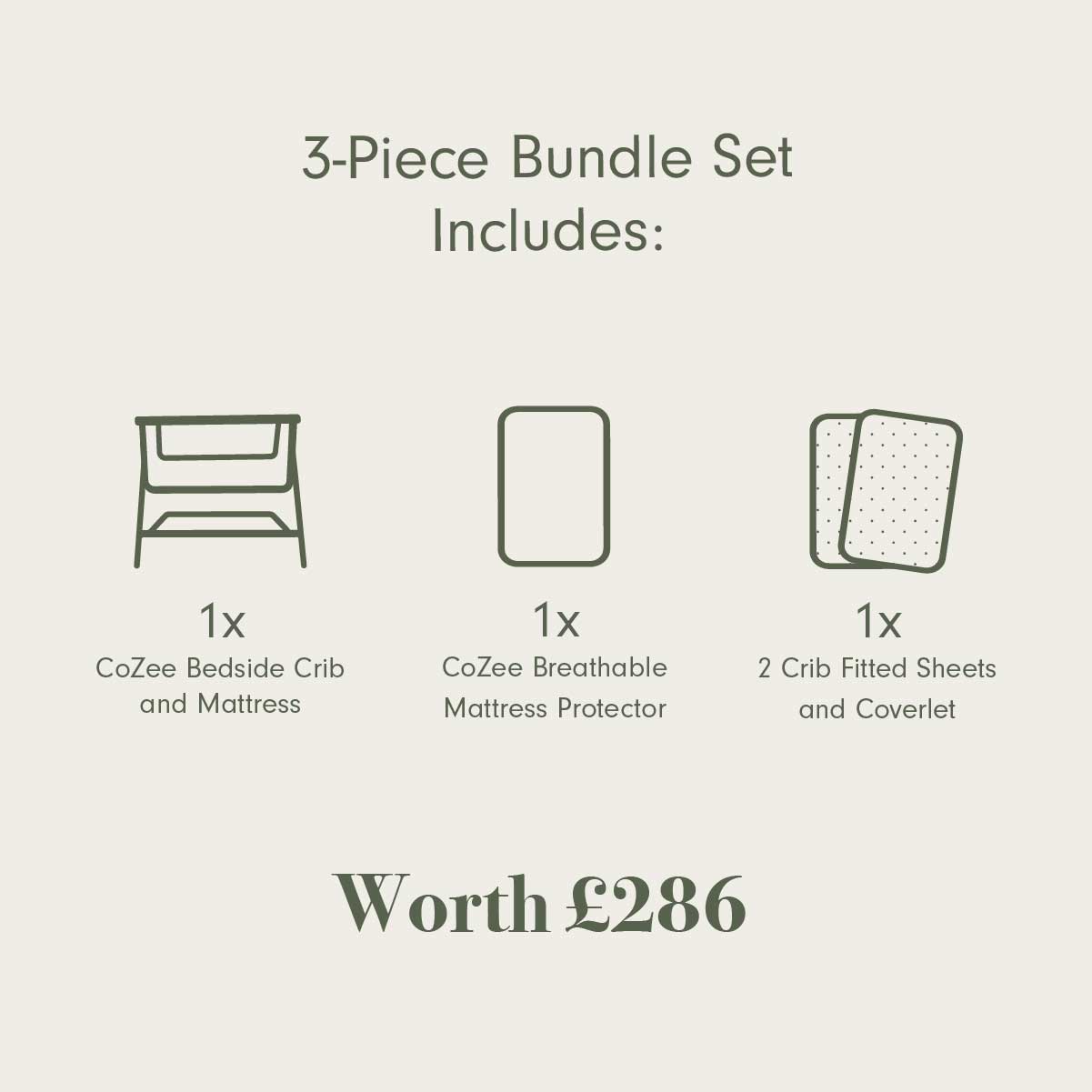 CoZee Air Bedside Crib &amp; Bedding Bundle - Run Wild