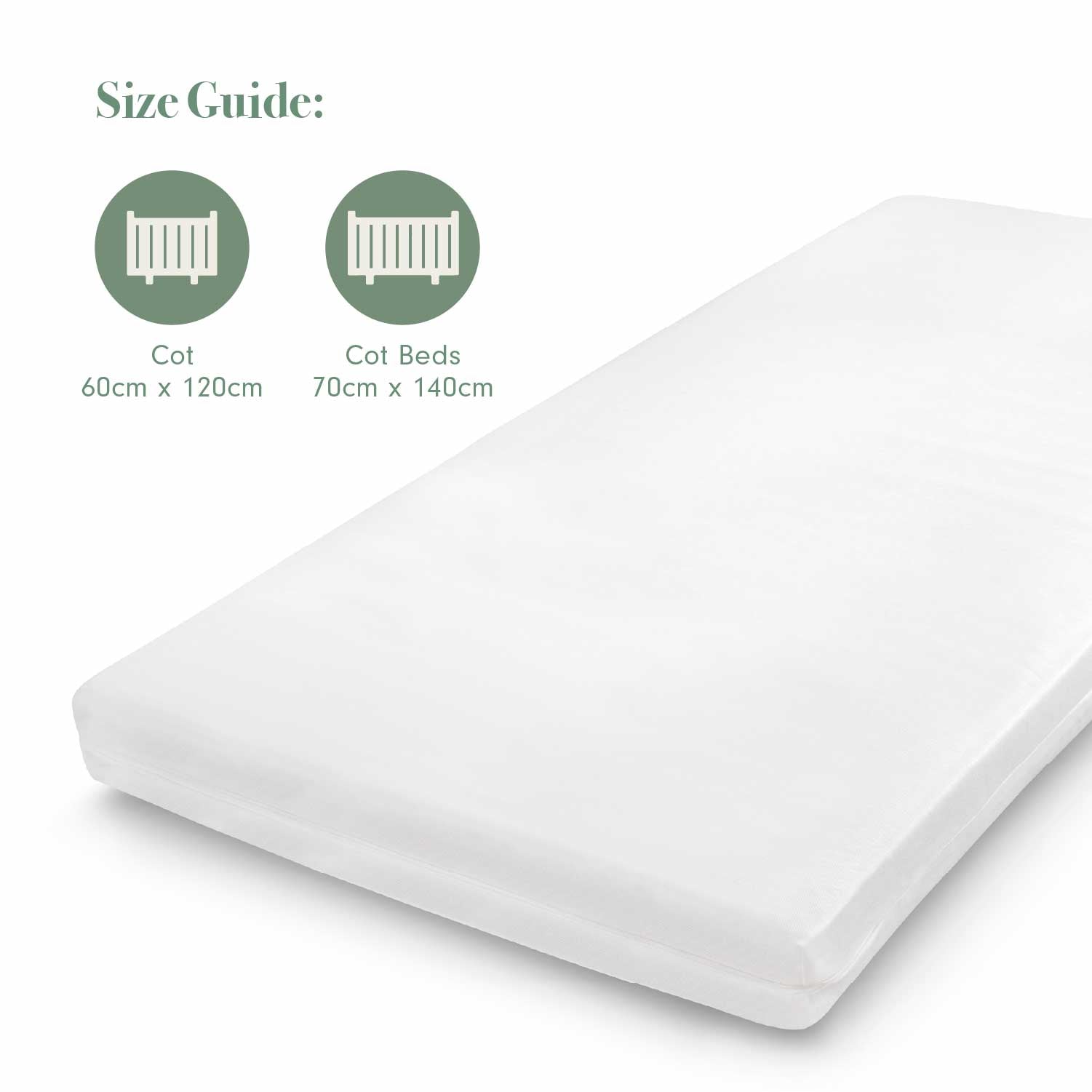 Deluxe Eco Fibre Cot Mattress Size Guide - 60x120cm and 70x140cm