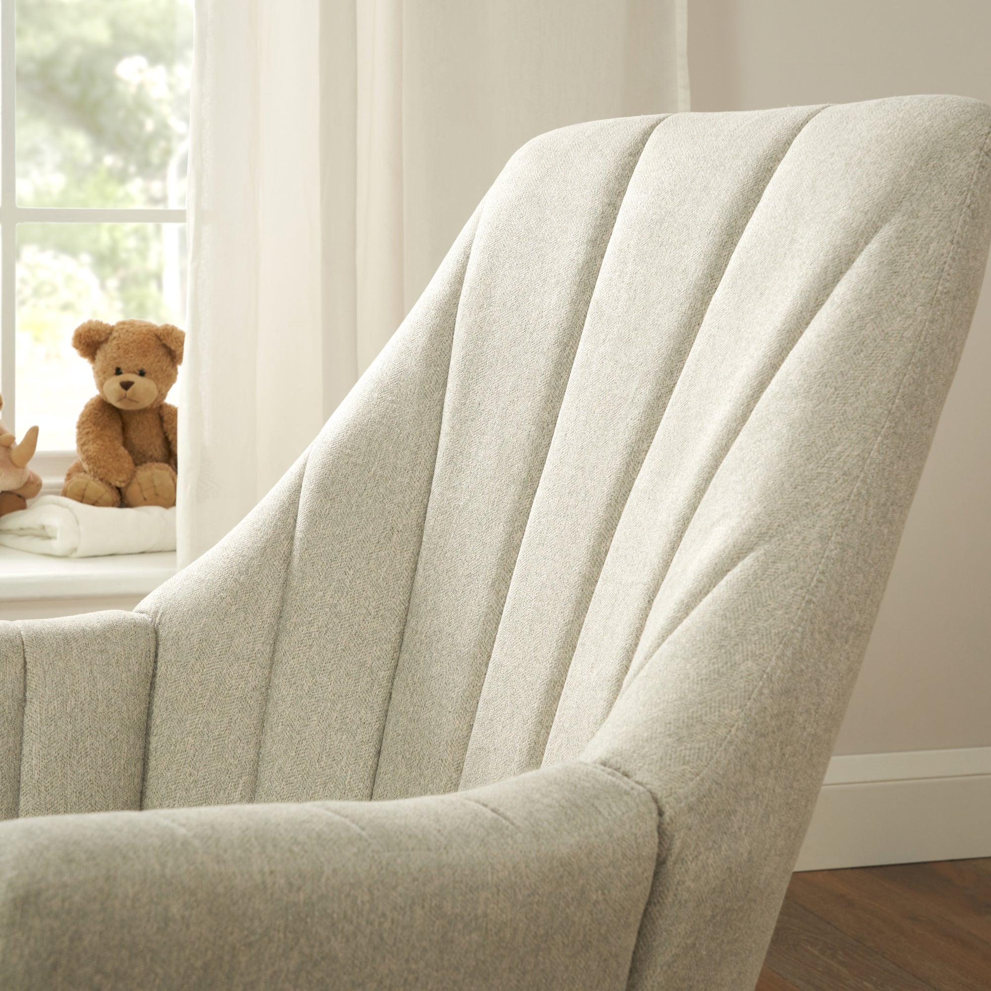 Close-up of the Jonah chair showing the cushioned back