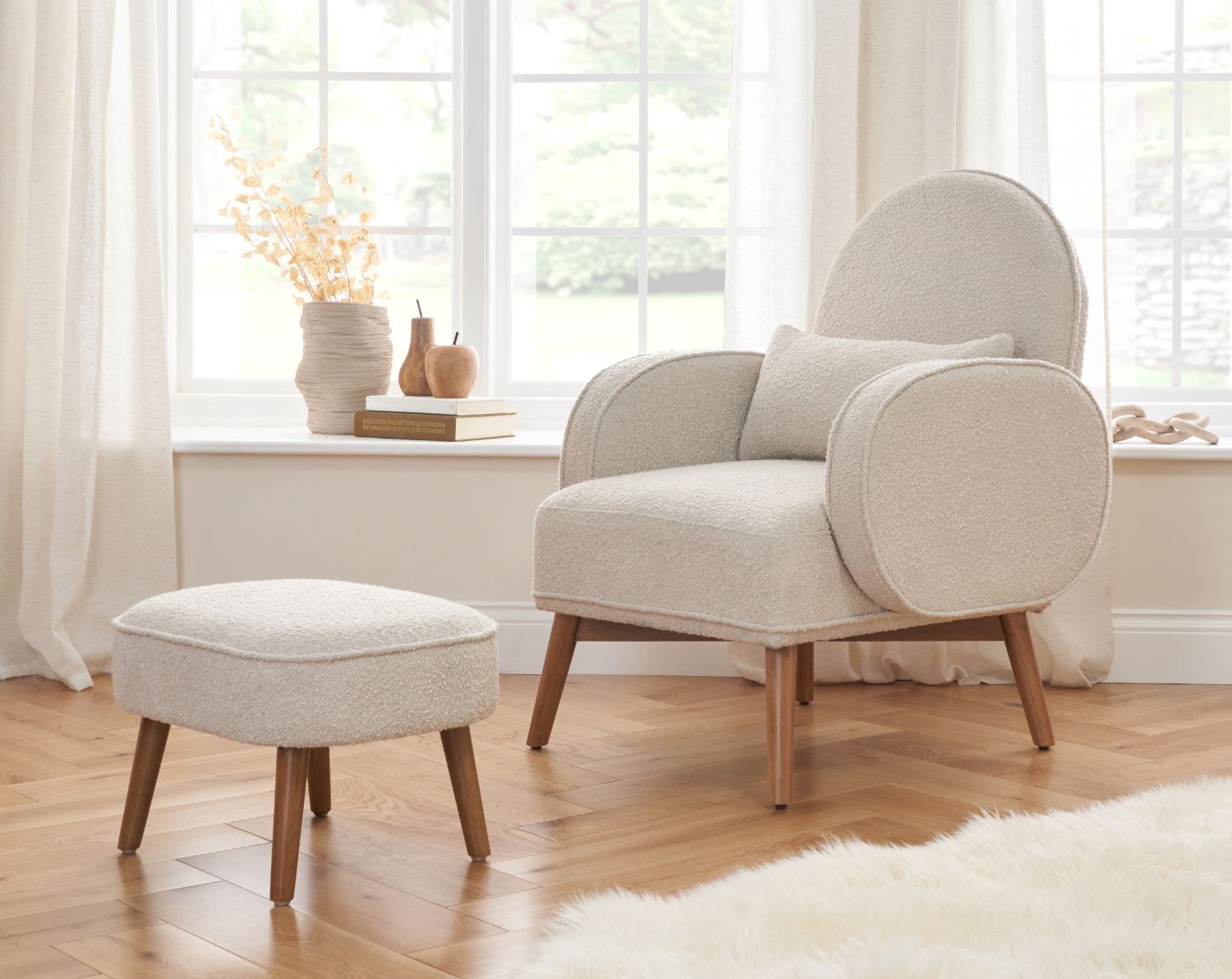 Micah rocking chair styled by a window to show its cosy, calming presence