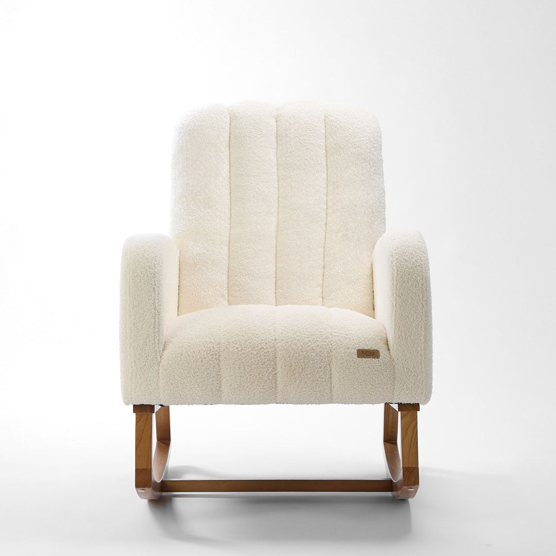 Front view of the Luca nursing chair in cream in a white background.