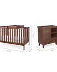 Dimensions of the Origin Malmo 2pc Nursery Furniture Set which includes a cot bed and chest changer.