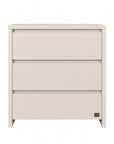 The Modena changing unit in cashmere shown from the front, featuring three spacious drawers ideal for nursery storage and baby essentials.