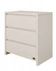 The Modena changing unit in cashmere shown at an angle, featuring three spacious drawers ideal for nursery storage and baby essentials.