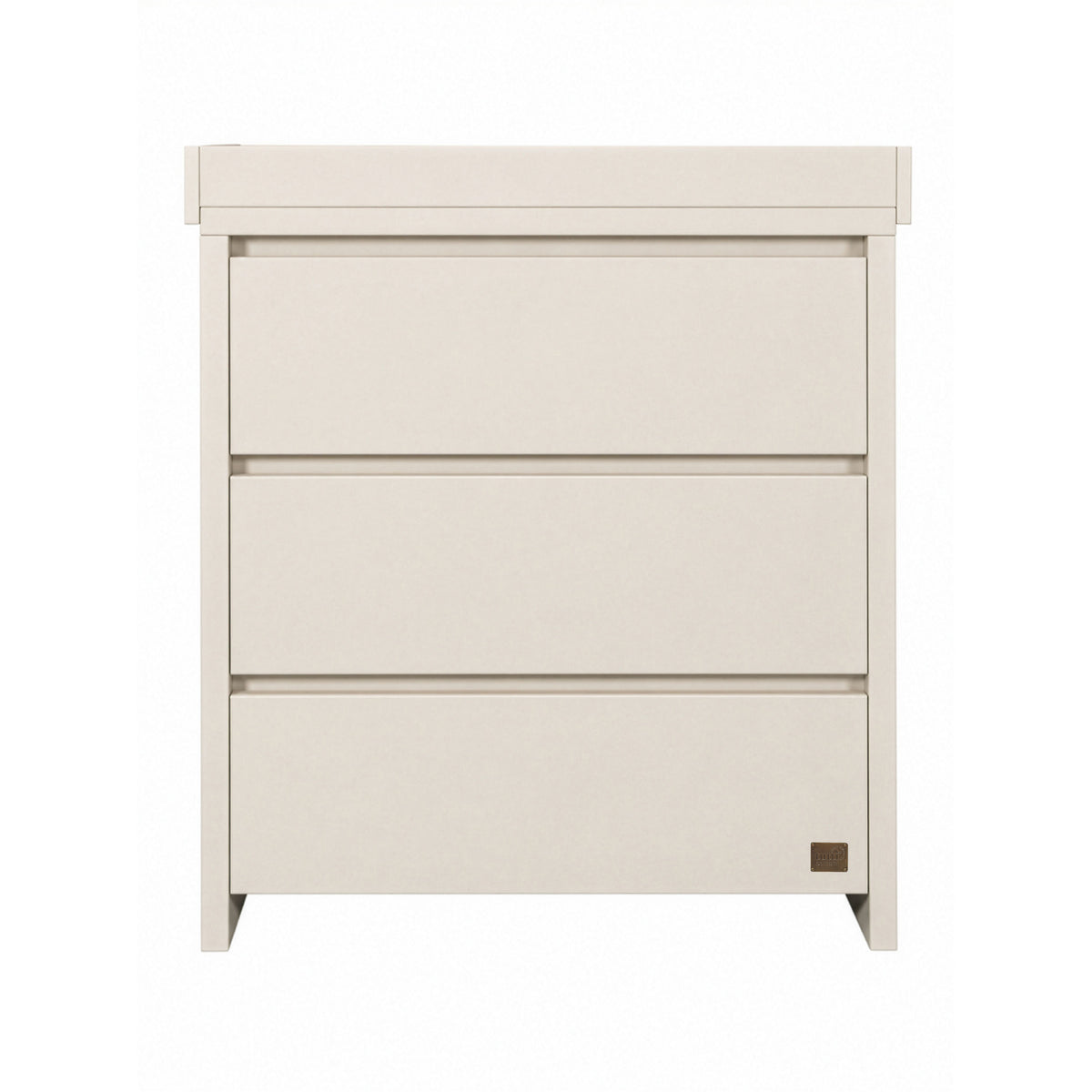 The Modena changing unit in cashmere offers a modern look with three drawers and a removable changer.