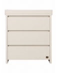 The Modena changing unit in cashmere offers a modern look with three drawers and a removable changer.