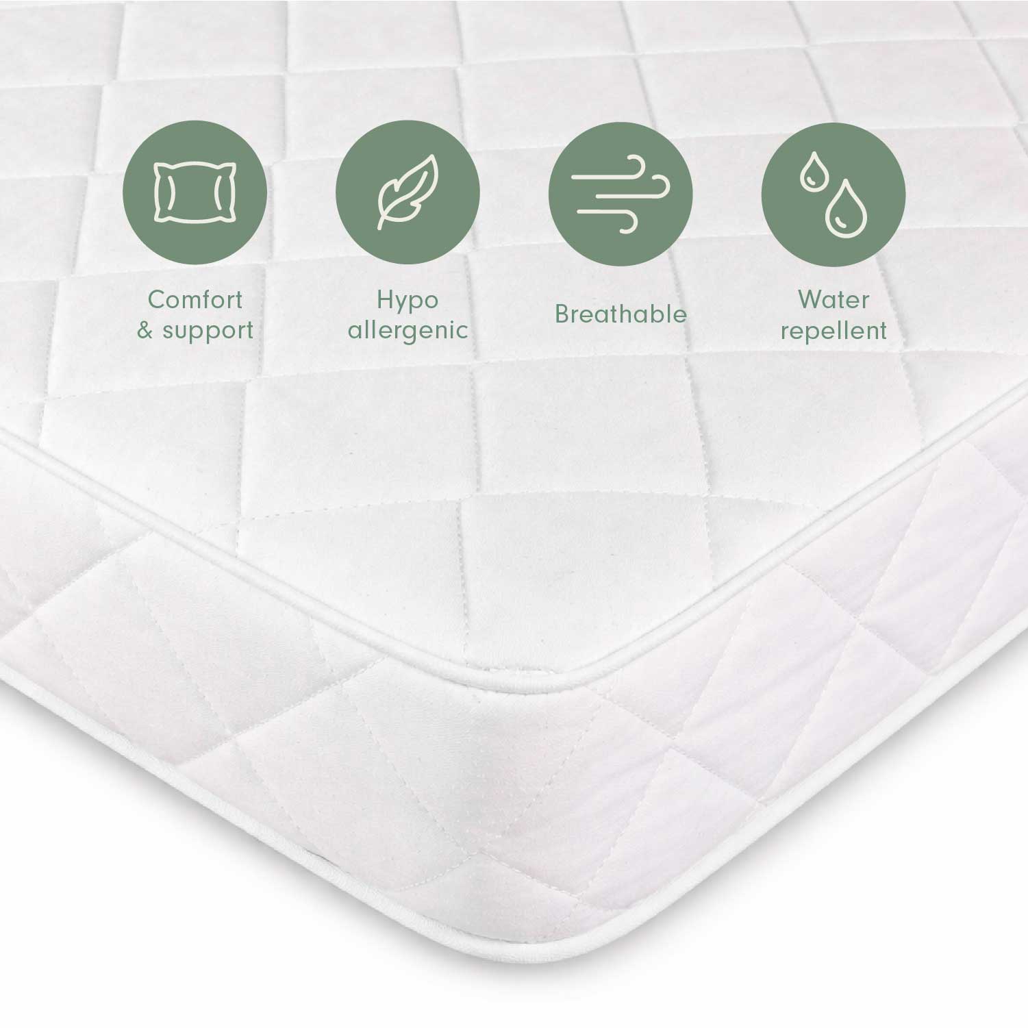 Natural Coir Fibre Cot Mattress - hypoallergenic, breathable comfort support eco-friendly water repellent, designed for optimal comfort and firm support.