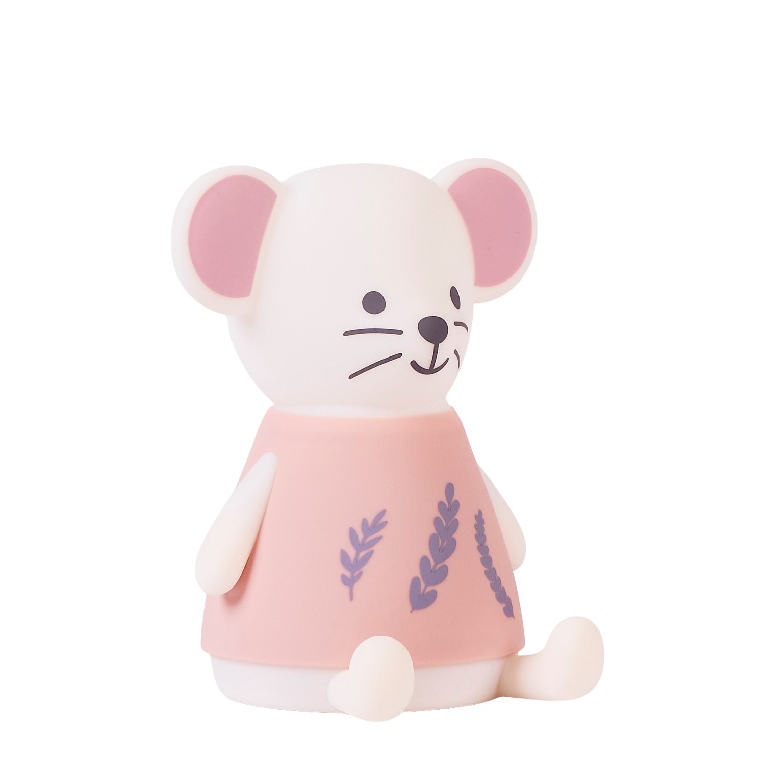 Pink mouse night light with a floral pattern on a white background
