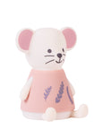 Pink mouse night light with a floral pattern on a white background