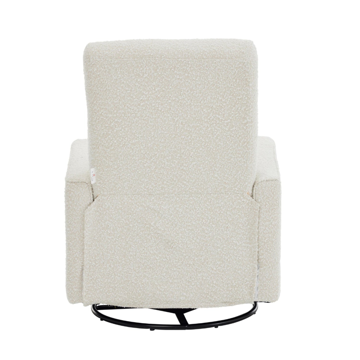 Beige boucle recliner chair on a white background