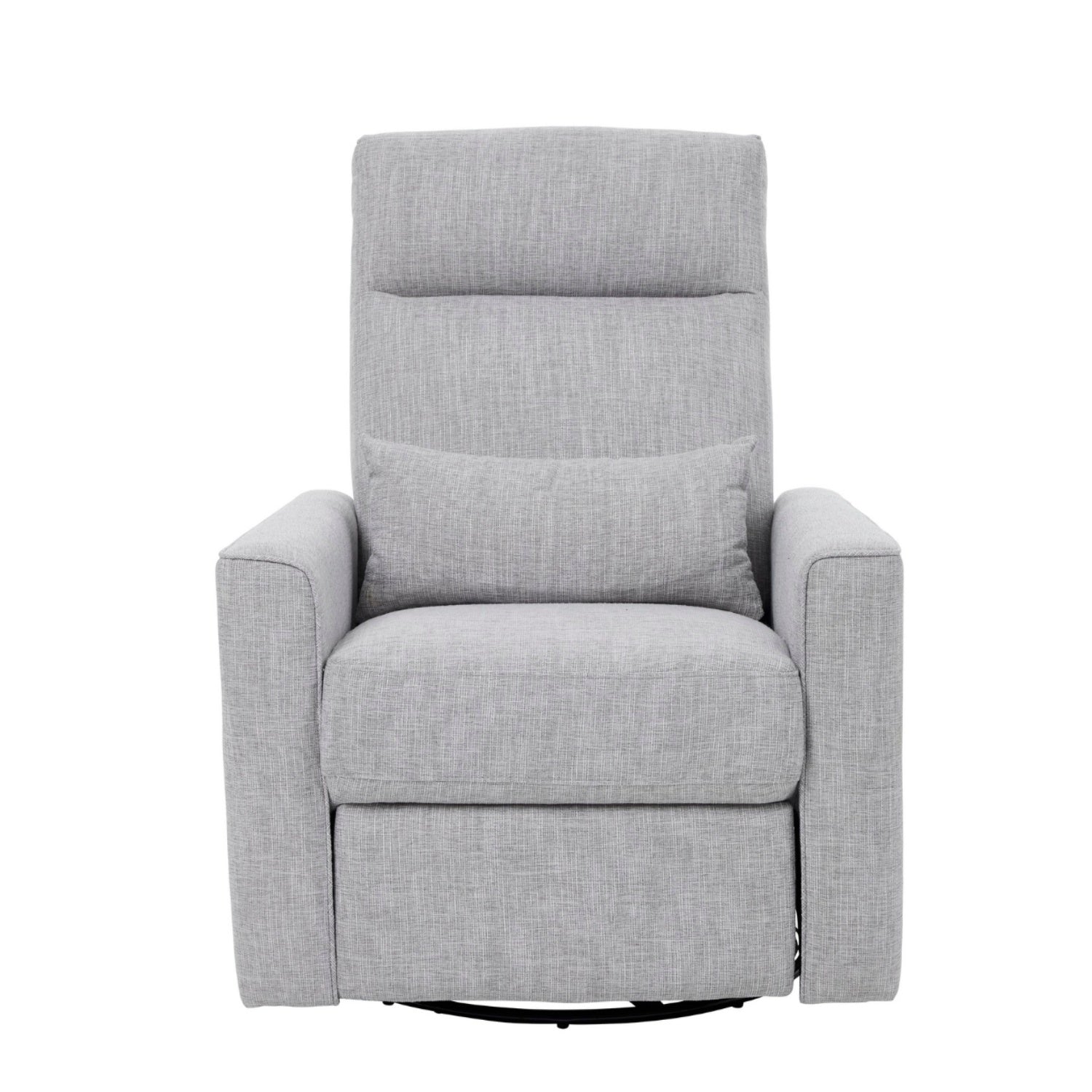 Front image of the Paige recliner chair in grey on a white background