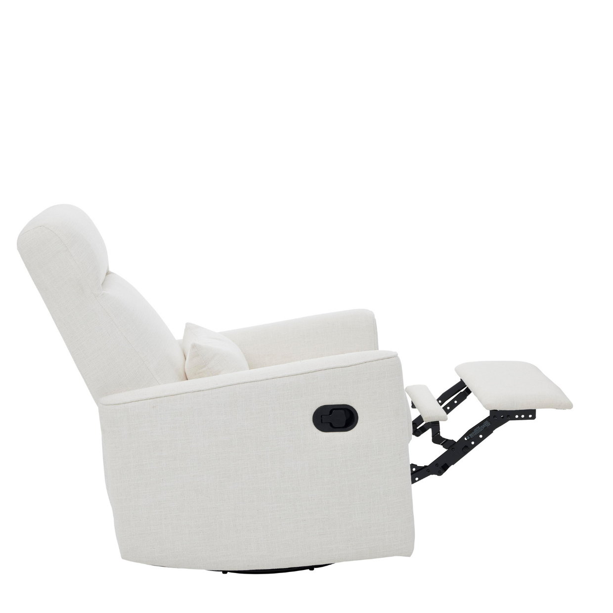 White recliner chair with armrests on a white background