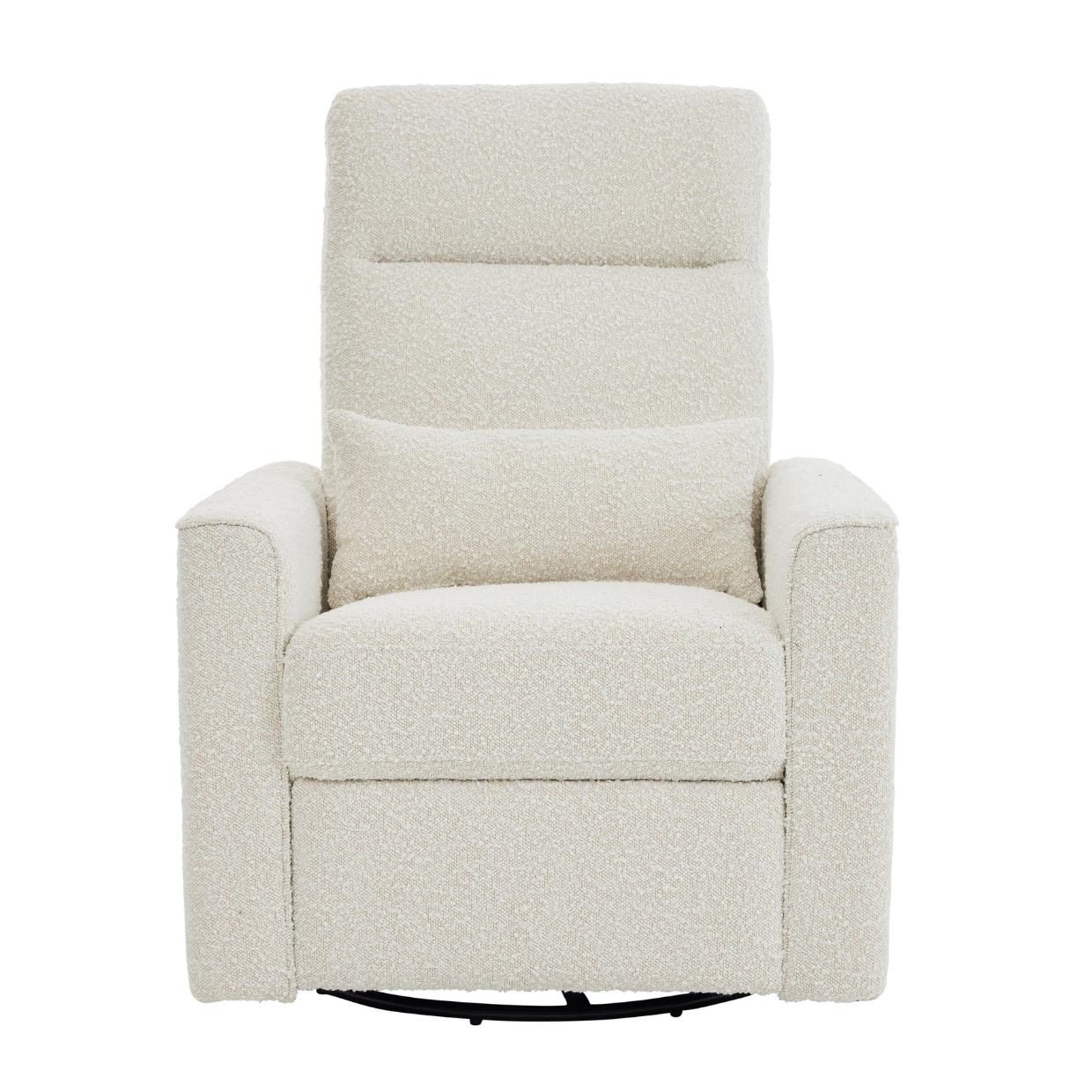 Front view of the Paige recliner chair with white cushions on a white background