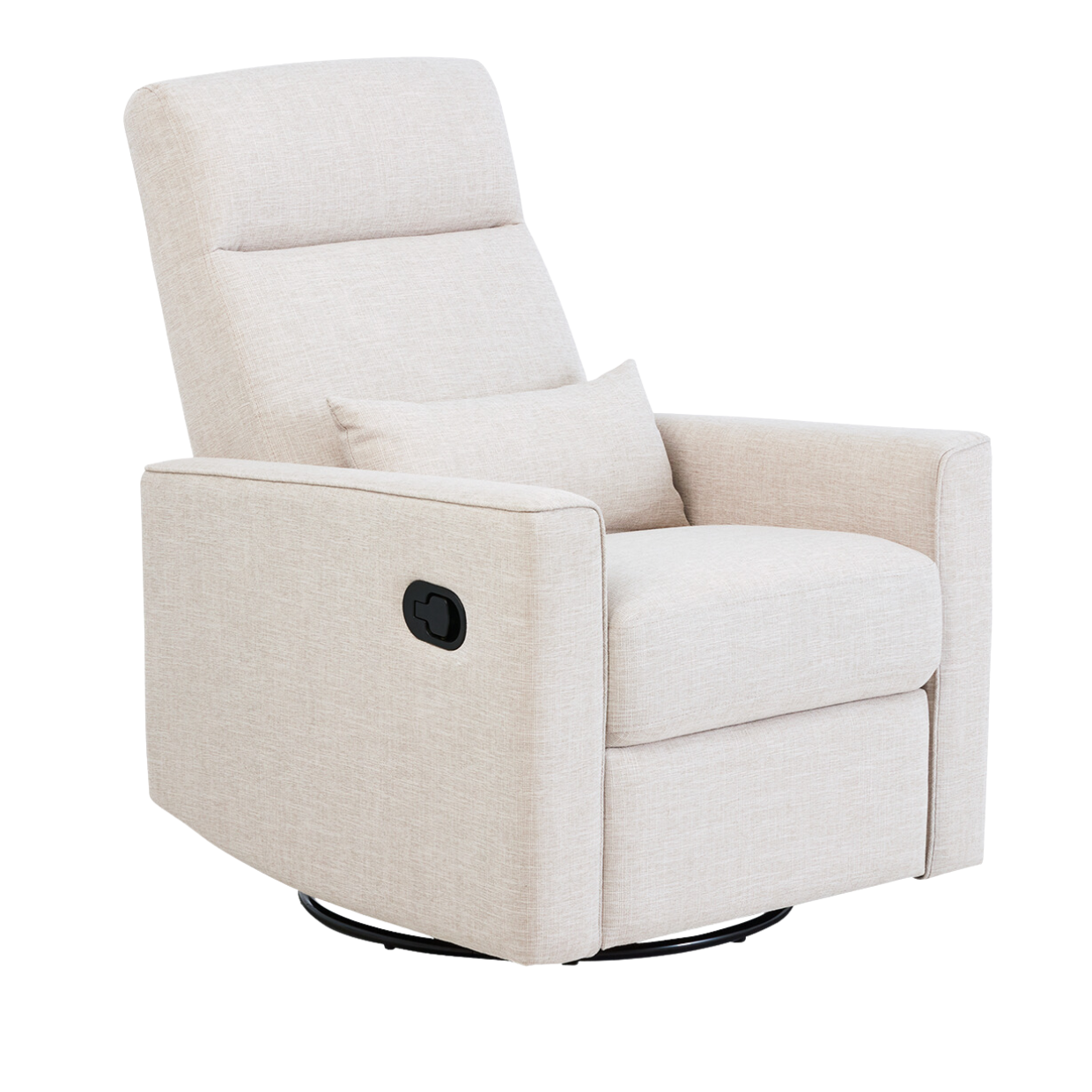Side view of the Paige recliner glider on a white background.